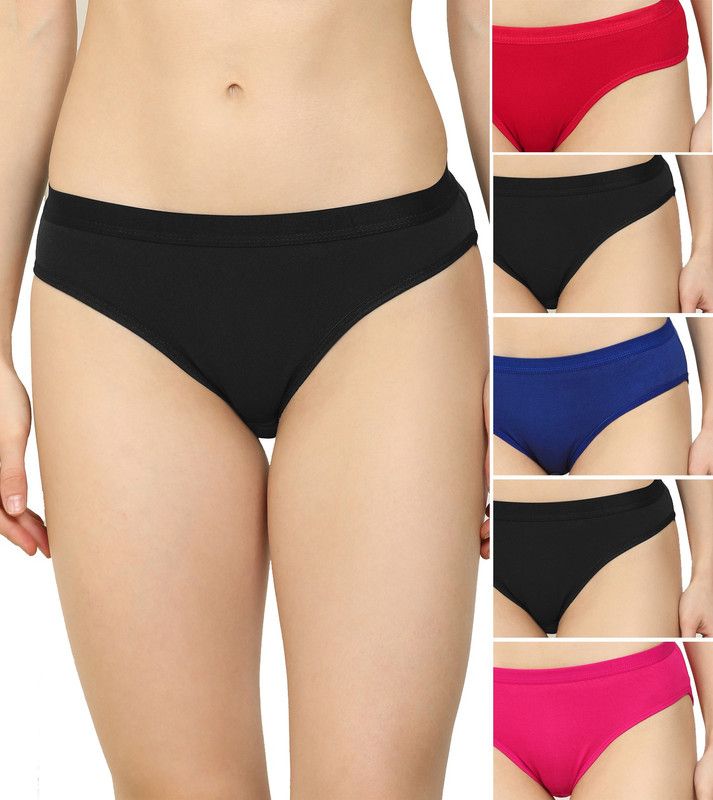 Pack of 6 Women Hipster Red, Blue, Black, Pink Panty
