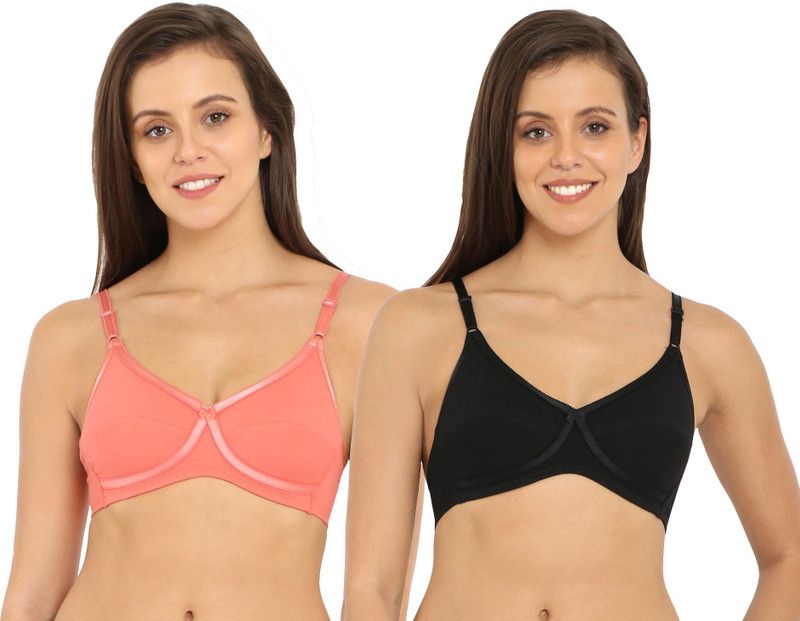 Pack of 2 Women T-Shirt Non Padded Bra  (Pink, Black)