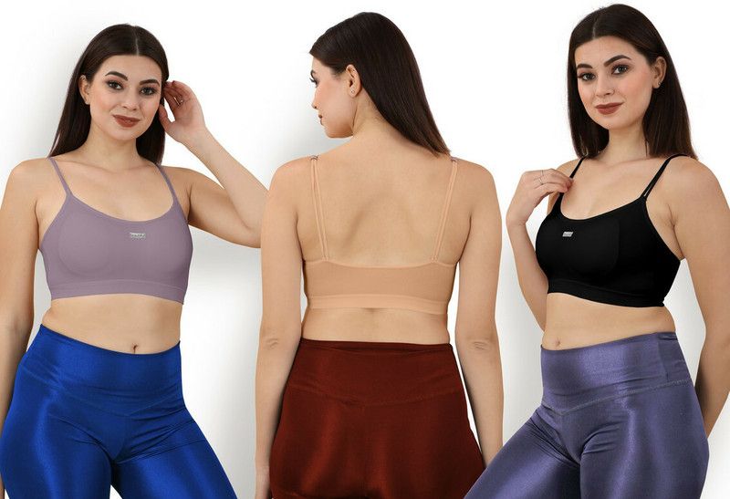 Pack of 3 Women T-Shirt Lightly Padded Bra  (Grey, Beige, Black)