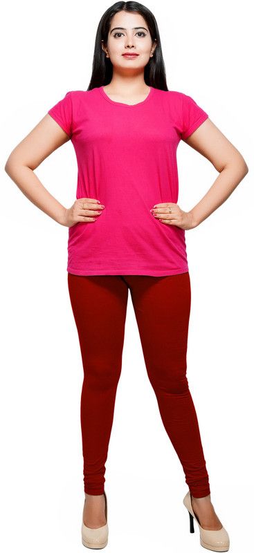 Churidar Ethnic Wear Legging  (Maroon, Solid)