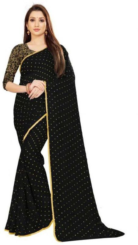 Floral Print Fashion Chiffon Saree  (Black)