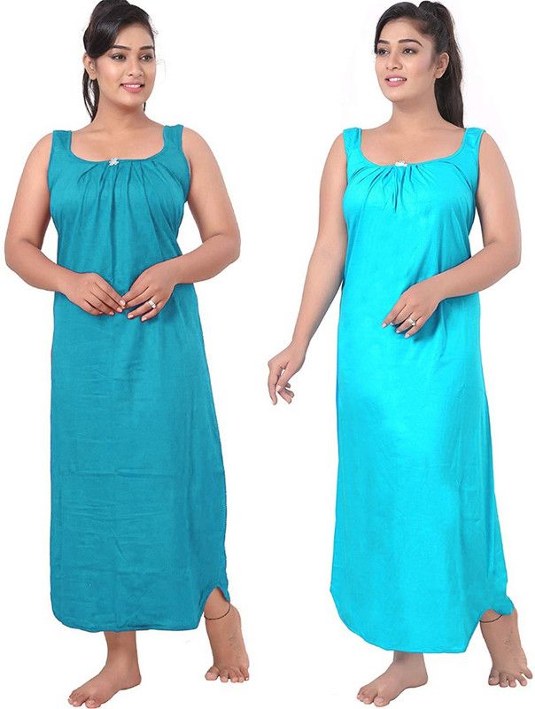 Pack of 2 Women Nighty Set  (Blue, Blue)