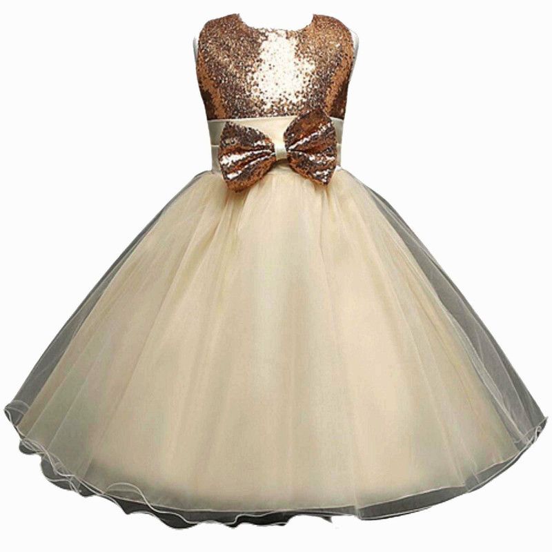 Disney Princess Girls Midi/Knee Length Festive/Wedding Dress  (Gold, Short Sleeve)