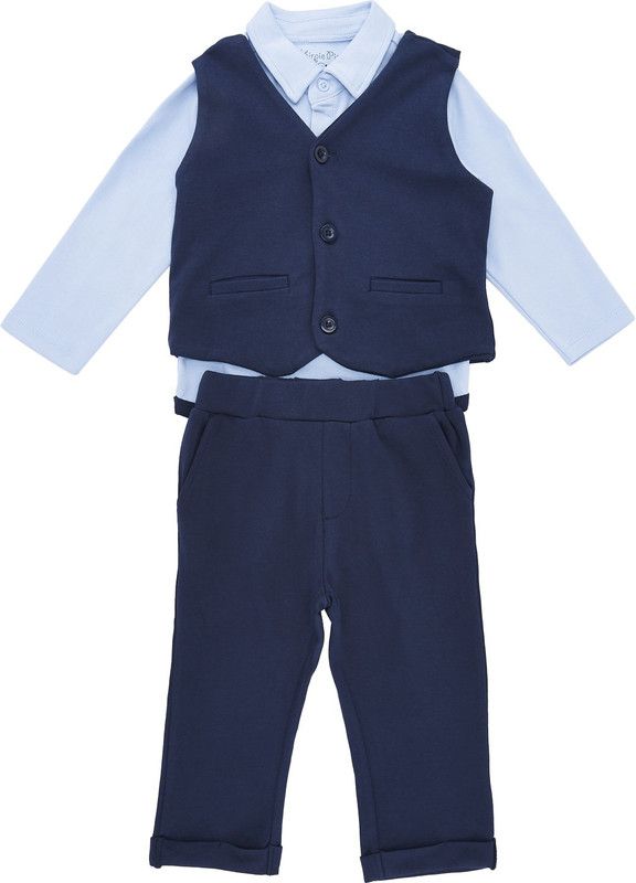 Boys Casual Bodysuit Pant  (Blue)