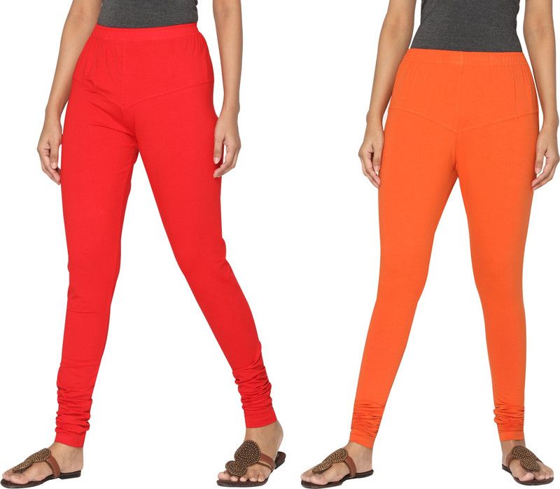 TSG Bliss Churidar Western Wear Legging  (Red, Orange, Solid)