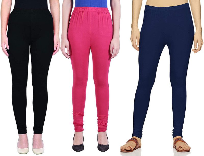 SwaNit Churidar Western Wear Legging  (Black, Pink, Dark Blue, Solid)