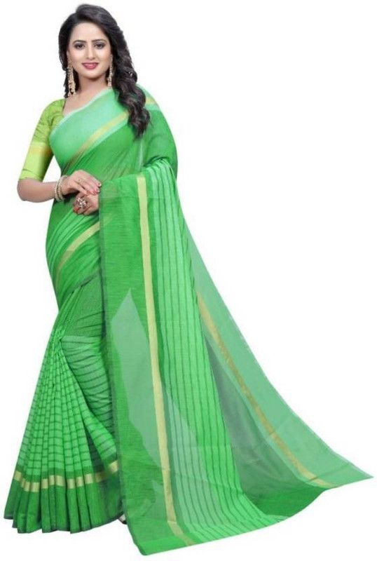 Printed Chanderi Chanderi Saree  (Green)