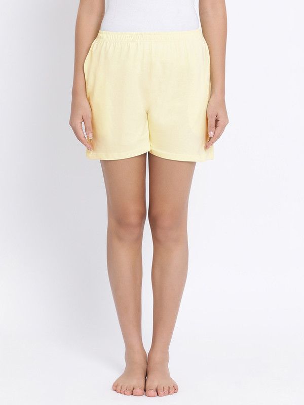 Solid Women Yellow Boxer Shorts