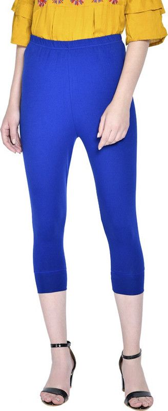 Soultrenz 3/4th/Calf Length Western Wear Legging  (Blue, Solid)