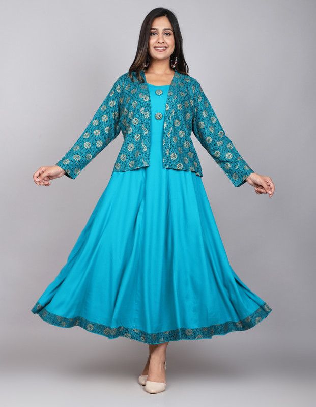 Women Ethnic Jacket and Kurta Set Cotton Rayon