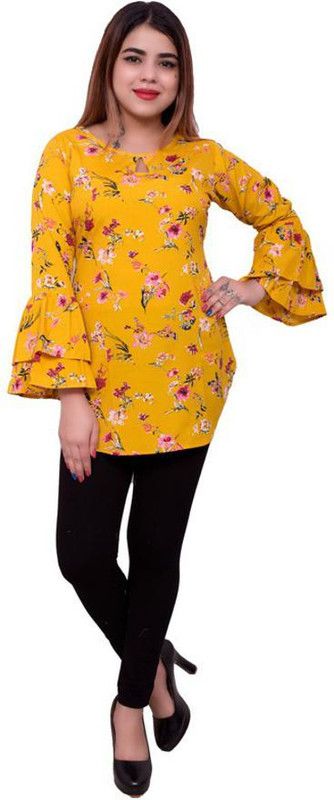 Casual Printed Women Yellow Top