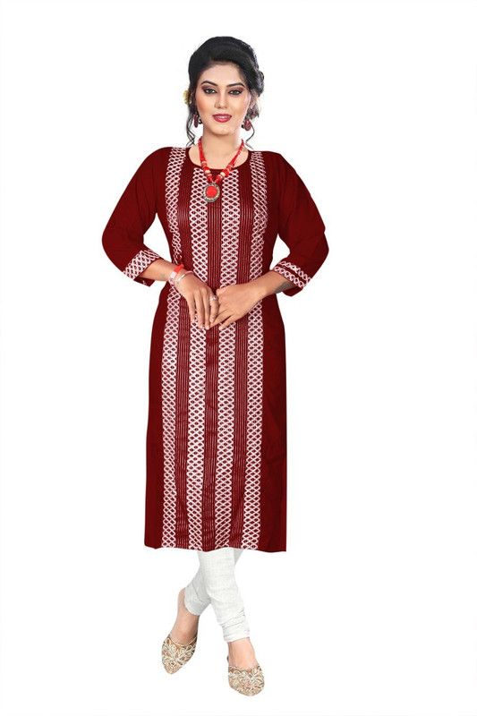 Women Self Design Pure Cotton Ethnic Dress  (Maroon)