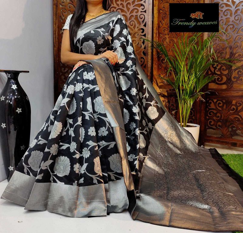 Banarasi Jacquard Saree  (Black)
