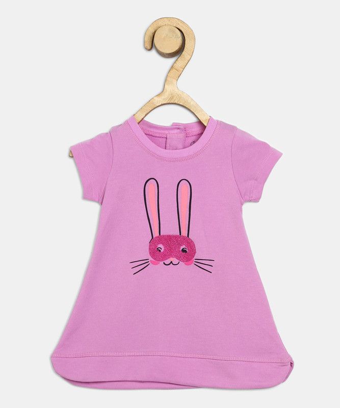 Girls Midi/Knee Length Casual Dress  (Purple, Short Sleeve)