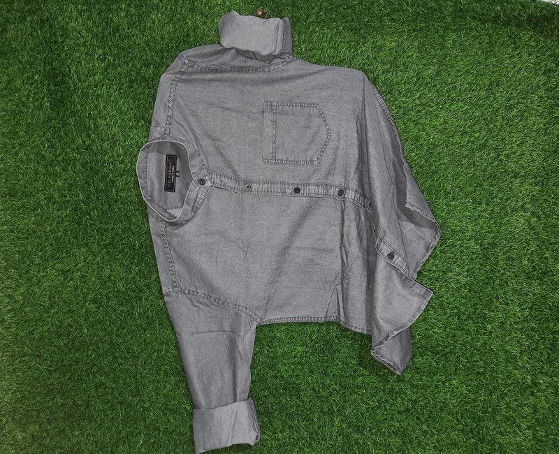 Men Washed Casual Grey Shirt
