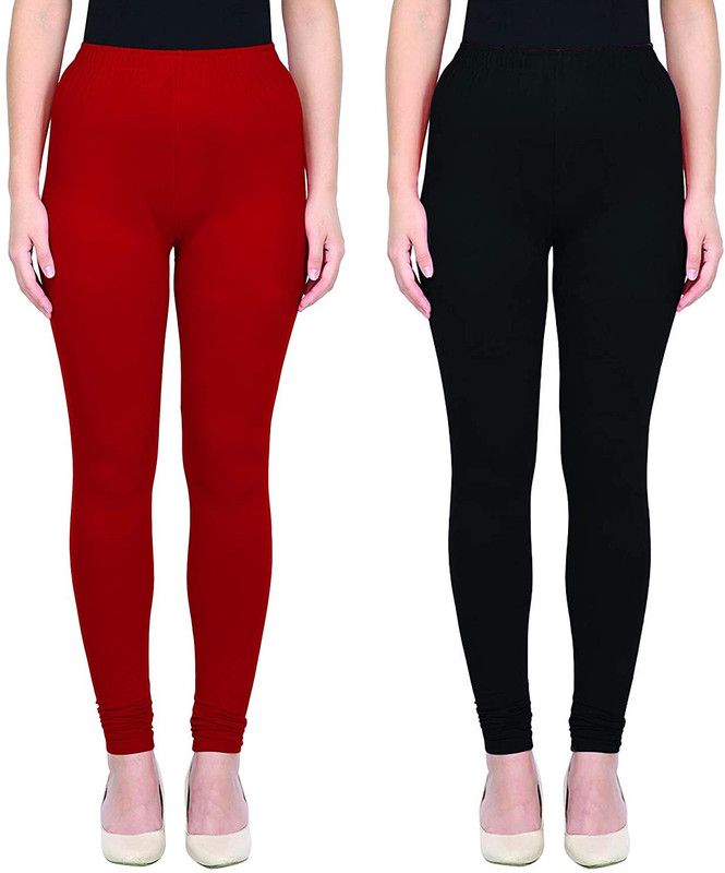 Phase of Trend Churidar Western Wear Legging  (Red, Black, Solid)