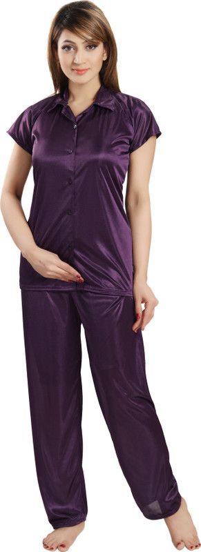Pack of 2 Women Nightshirts  (Blue)