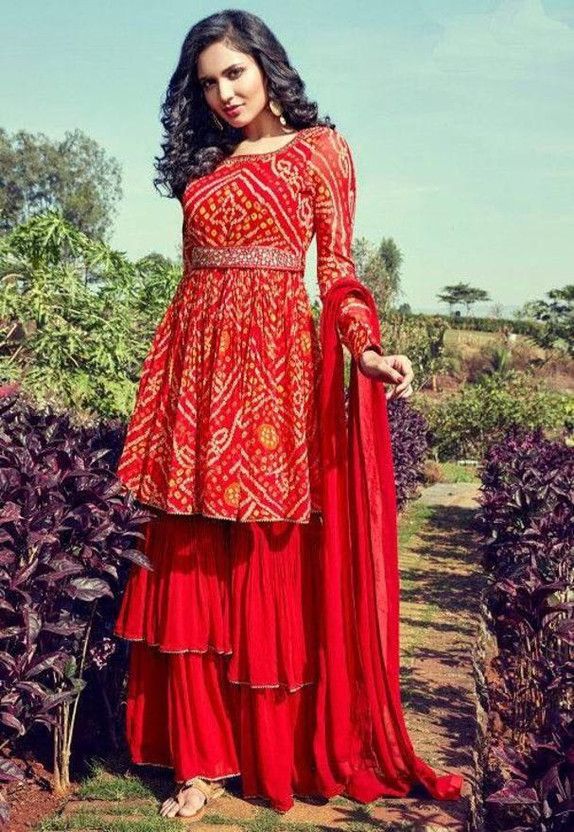 Self Design Kurta, Sharara & Dupatta Set