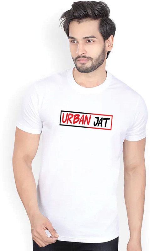 Men's 100 % Cotton Premium Bio washed (URBAN JAT) DTG Graphic Printed Tshirt Men Graphic Print Round Neck Cotton Blend White T-Shirt
