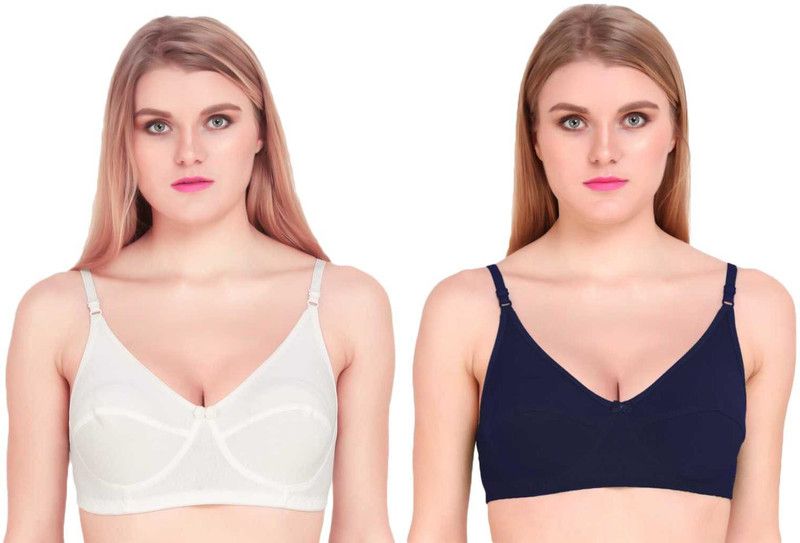 Women Non Padded Bra  (Blue, White)