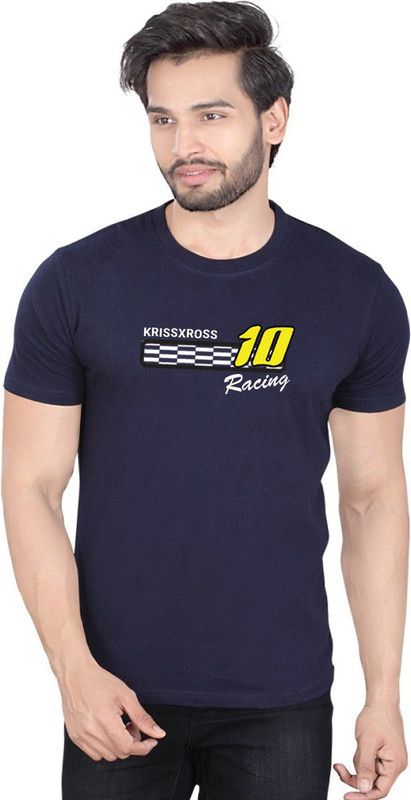 Men's 100 % Cotton Premium Bio washed (10 RACING ) DTG Graphic Printed Tshirt Men Graphic Print Round Neck Cotton Blend Blue T-Shirt