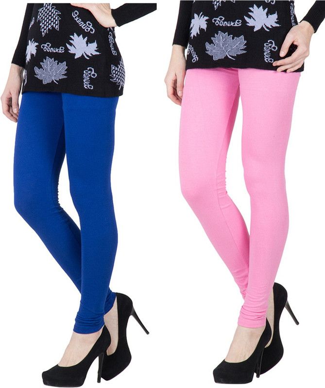 MONATI Churidar Ethnic Wear Legging  (Blue, Pink, Solid)