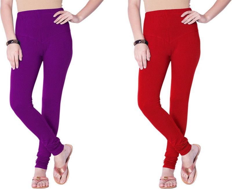 SP Weella Churidar Western Wear Legging  (Purple, Red, Solid)