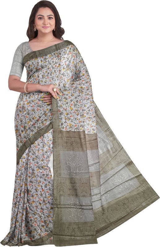 Floral Print Bollywood Pure Silk Saree  (Green)