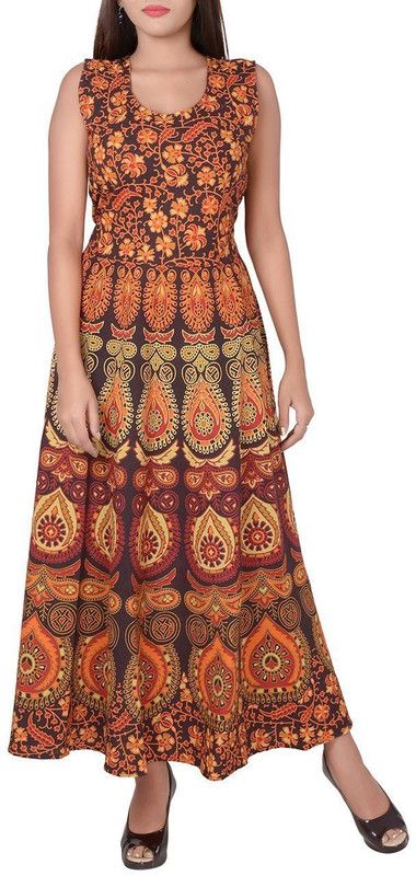Women Maxi Red, Brown Dress