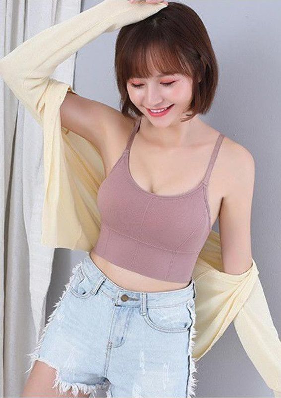 Women Cami Bra Heavily Padded Bra  (Brown)