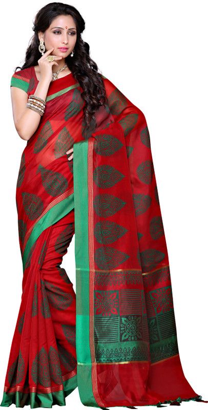 Embellished Banarasi Cotton Blend Saree  (Maroon)