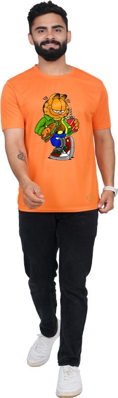 Graphic Print Men Orange T-Shirt