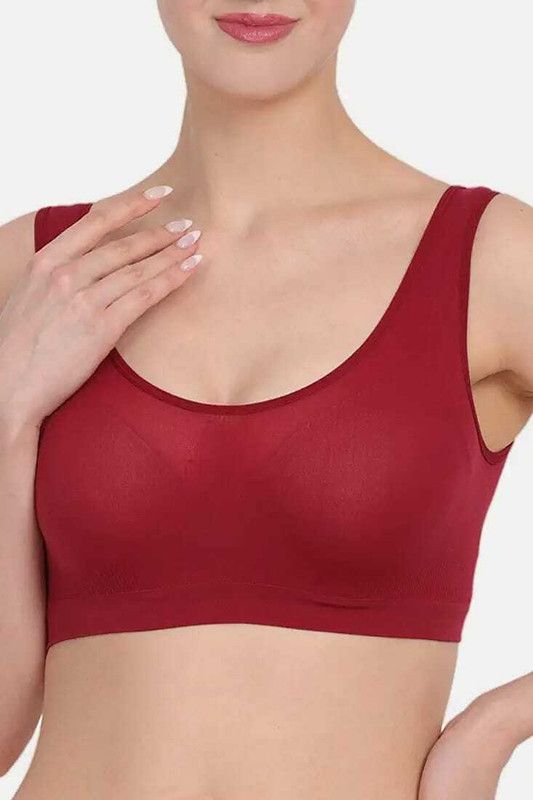 Pack of 10 Women Sports Non Padded Bra  (Maroon)
