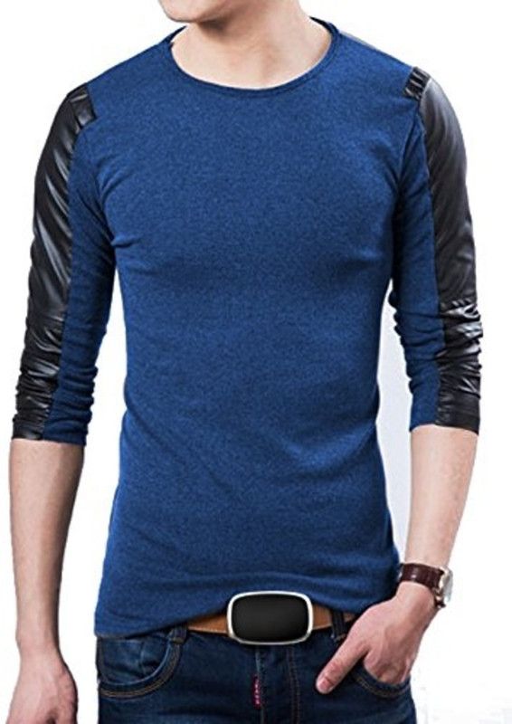 Color Block Men Blue, Black T-Shirt