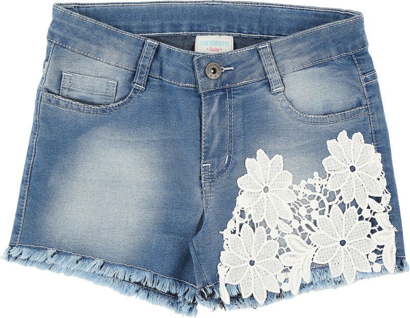 Short For Girls Casual Solid Pure Cotton  (Blue, Pack of 1)