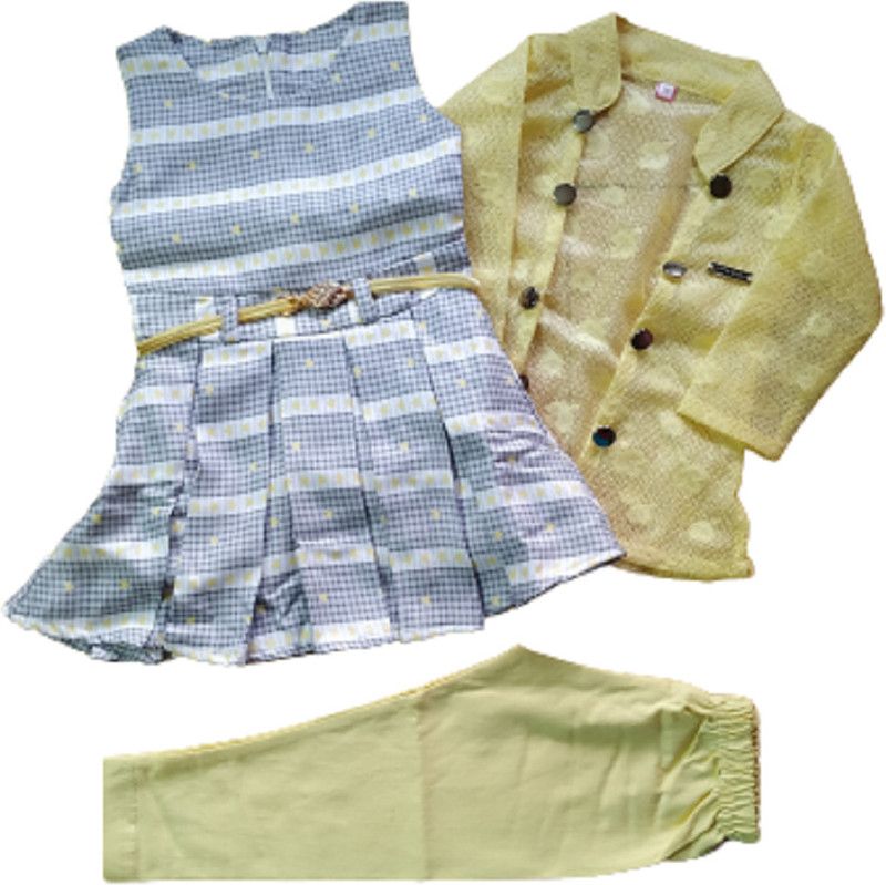 Baby Girls Party(Festive) Dress Legging  (Yellow)