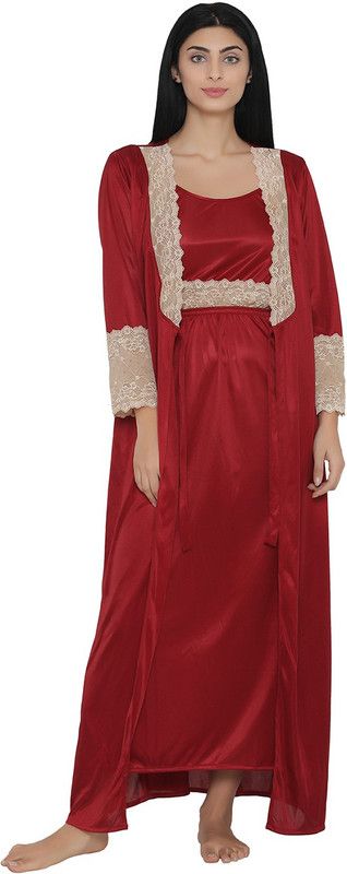 Pack of 7 Women Nighty Set  (Maroon)
