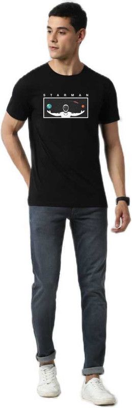 BTS PRINTED 100 Percent Cotton Black Printed T-Shirt Men Printed Round Neck Cotton Blend Black T-Shirt