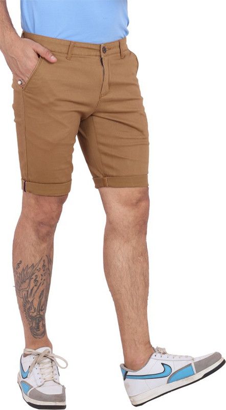 Solid Men Brown Chino Shorts