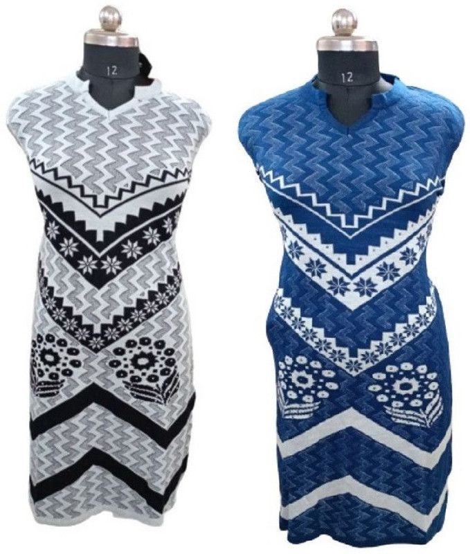 Pack of 2 Women Self Design Wool A-line Kurta  (Multicolor, Grey)