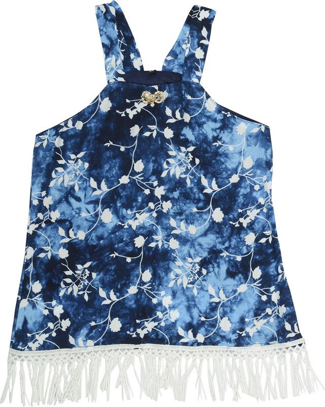 Girls Casual Cotton Rayon Blend A-line Top  (Dark Blue, Pack of 1)