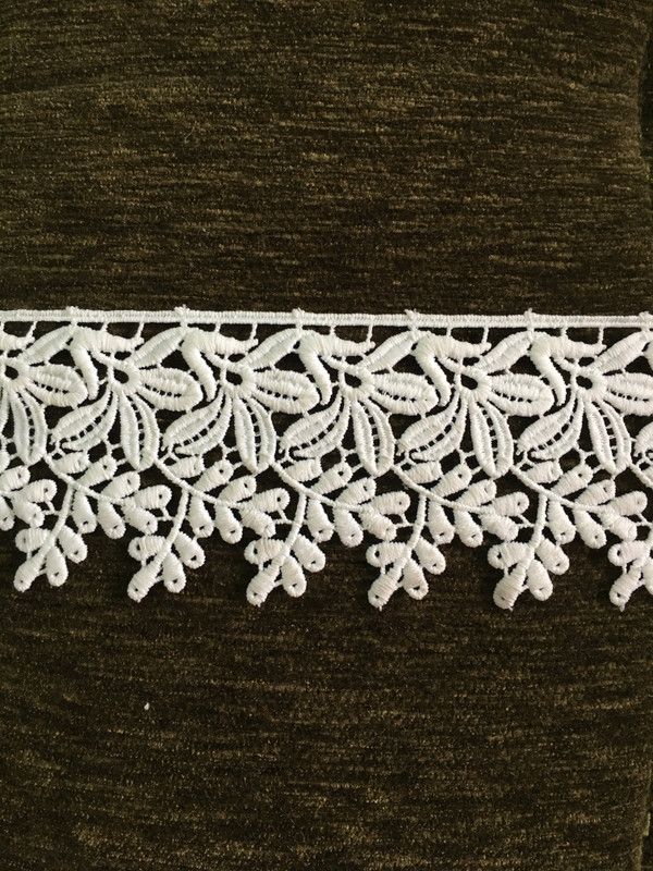 Dasync broad white crochet 6 cm croshia crosia Lace 9m lenght Cotton Blend Saree Falls  (White)