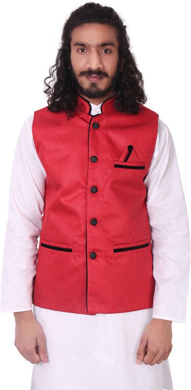 Men Jute Ethnic Jacket and Kurta Set