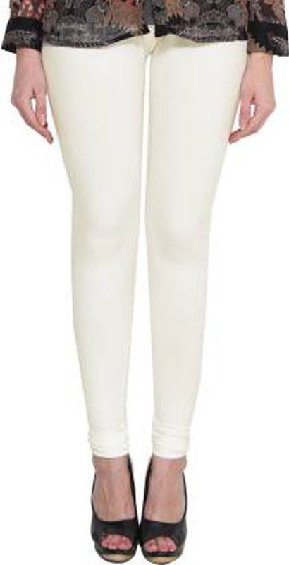 Clarita Churidar Ethnic Wear Legging  (White, Solid)
