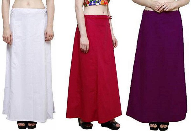 Gugaliya WHITE--RANI-JAMUNI Pure Cotton Petticoat  (Medium)