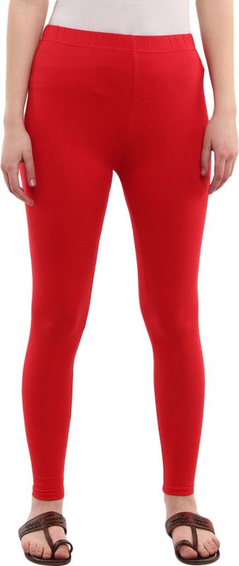 V-MART Ankle Length Western Wear Legging  (Red, Solid)