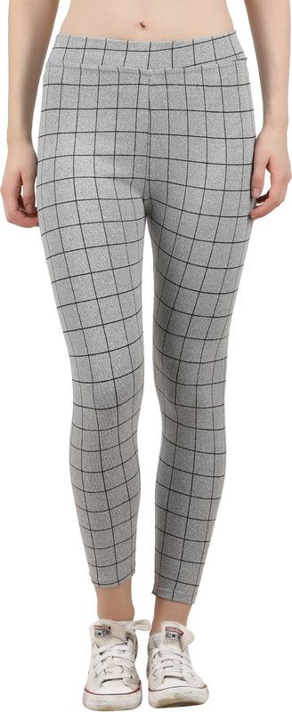 Just Live Fashion White Jegging  (Checkered)