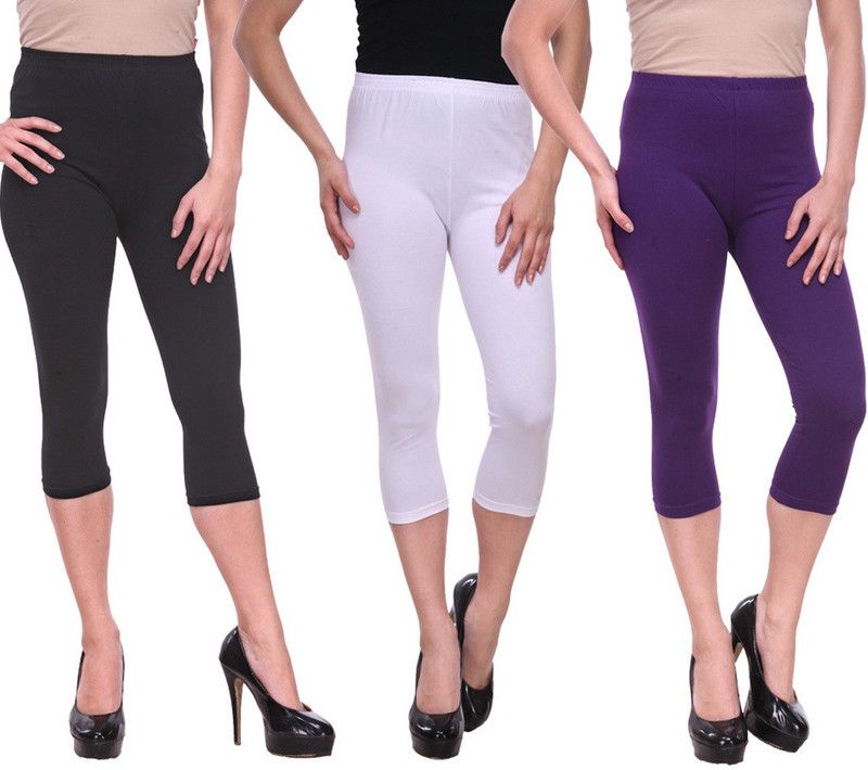 Fashion Women Purple, White, Black Capri