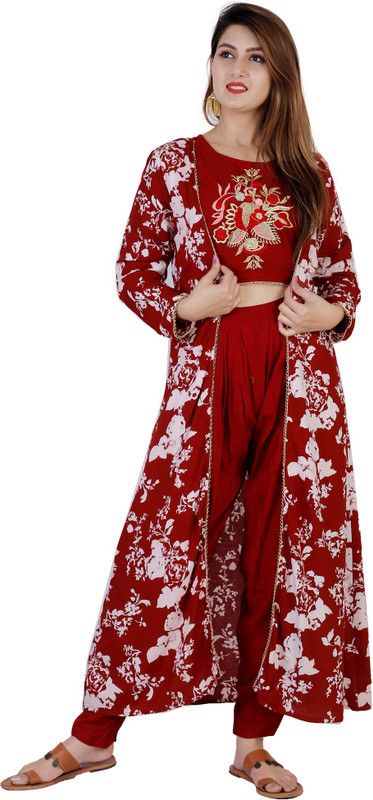 Women Full Sleeve Red Shrug