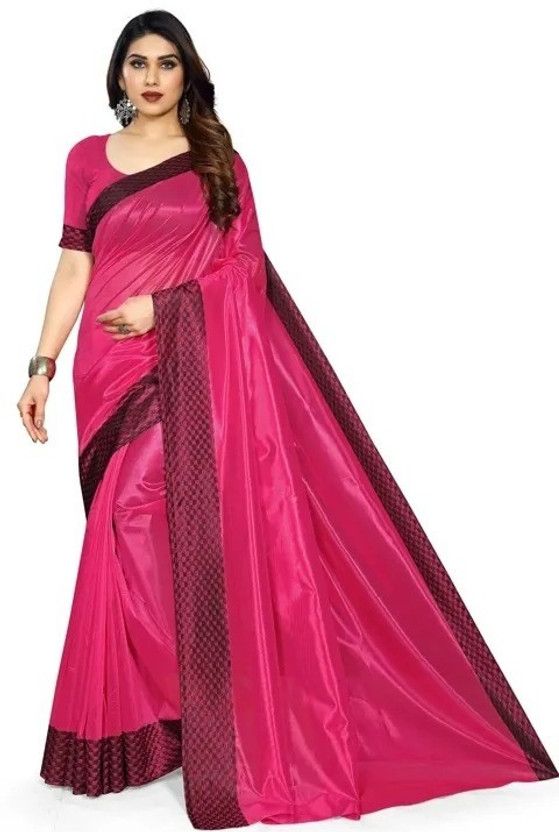 Solid/Plain Maheshwari Cotton Silk Saree  (Pink)